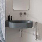 Omnires Ovo M+ umywalka ścienna-nablatowa 64x44 cm lewa szary mat OVO645UWLAG