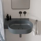 Omnires Ovo M+ umywalka ścienna-nablatowa 64x44 cm lewa szary mat OVO645UWLAG