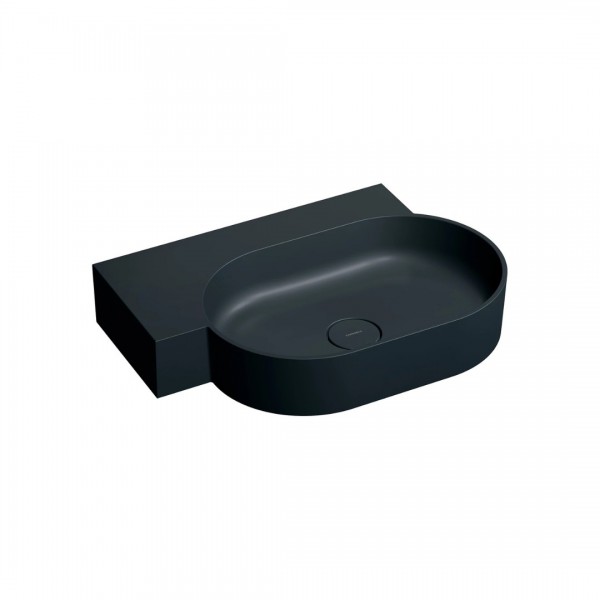 Omnires Ovo M+ umywalka ścienna-nablatowa 64x44 cm lewa czarny lava mat OVO645UWLBLV