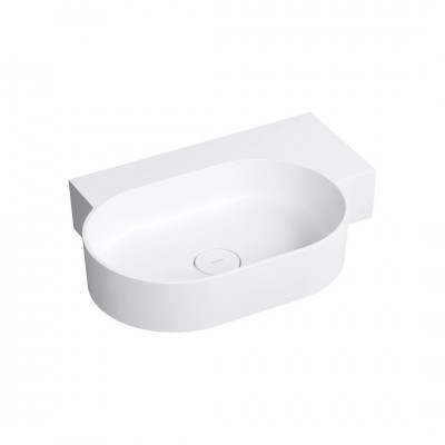 Omnires Ovo M+ umywalka ścienna-nablatowa 64x44 cm prawa biały mat OVO645UWPBM