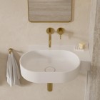 Omnires Ovo M+ umywalka ścienna-nablatowa 64x44 cm prawa biały mat OVO645UWPBM