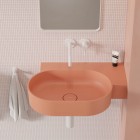 Omnires Ovo M+ umywalka ścienna-nablatowa 64x44 cm prawa różowy mat OVO645UWPCO