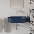 Omnires Ovo M+ umywalka ścienna-nablatowa 64x44 cm prawa granatowy mat OVO645UWPMB