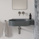 Omnires Ovo M+ umywalka ścienna-nablatowa 64x44 cm prawa szary mat OVO645UWPAG