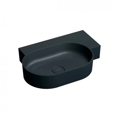 Omnires Ovo M+ umywalka ścienna-nablatowa 64x44 cm prawa czarny lava mat OVO645UWPBLV