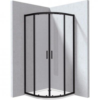 Deante Funkia Evo kabina prysznicowa z brodzikiem półokrągła 80 cm czarny mat KYPPN088P