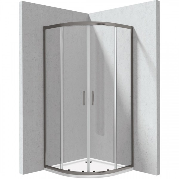 Deante Funkia Evo kabina prysznicowa z brodzikiem półokrągła 90 cm titanium KYPPD099P