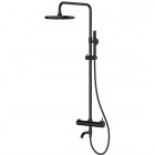 Oltens Molle Numa zestaw wannowy ścienny deszczownica 25,3 cm czarny mat 36506300