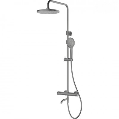 Oltens Vatten Numa zestaw wannowy termostatyczny ścienny deszczownica 25 cm grafit 36507400