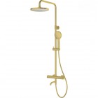 Oltens Vatten Numa zestaw wannowy termostatyczny ścienny deszczownica 25 cm złoto szczotkowane 36507810