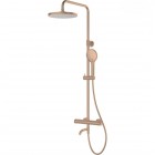 Oltens Vatten Numa zestaw wannowy termostatyczny ścienny deszczownica 25 cm miedź szczotkowana 36507610