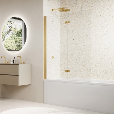 Sanswiss Solino parawan nawannowy 2-częściowy 90x150 cm lewy złoto szczotkowane SOLB2G0901307