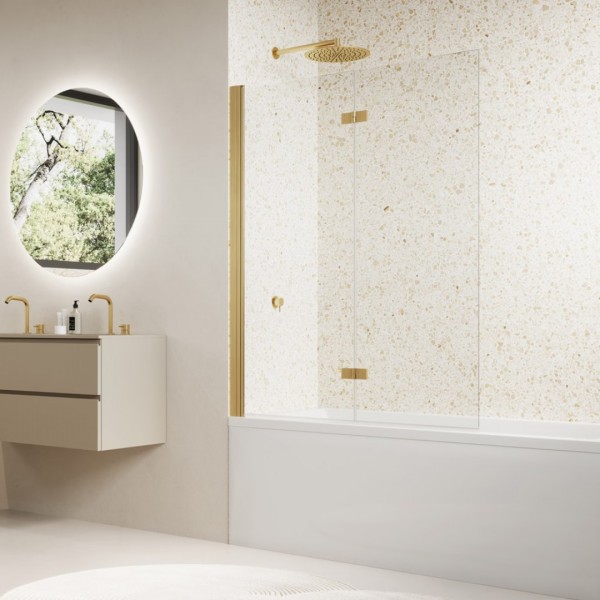 Sanswiss Solino parawan nawannowy 2-częściowy 90x150 cm lewy złoto szczotkowane SOLB2G0901307