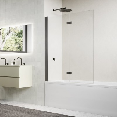 Sanswiss Solino parawan nawannowy 2-częściowy 90x150 cm lewy gunmetal szczotkowany SOLB2G0902607