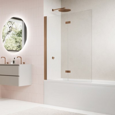 Sanswiss Solino parawan nawannowy 2-częściowy 90x150 cm lewy miedź szczotkowana SOLB2G0902707