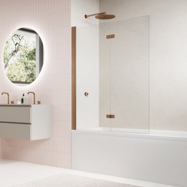 Sanswiss Solino parawan nawannowy 2-częściowy 90x150 cm lewy miedź szczotkowana SOLB2G0902707