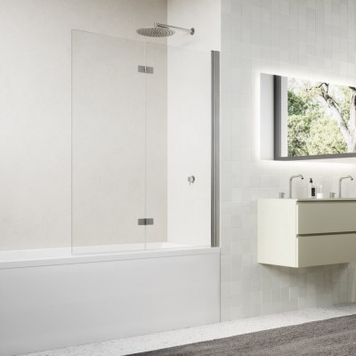 Sanswiss Solino parawan nawannowy 2-częściowy 90x150 cm prawy nikiel szczotkowany SOLB2D0902507