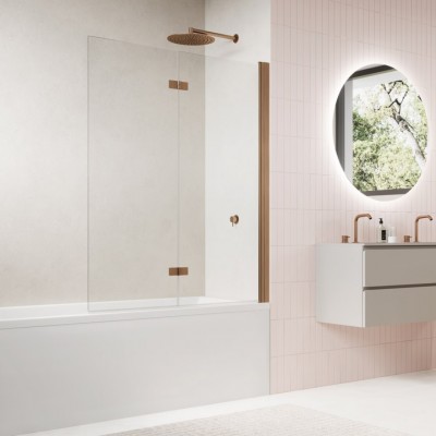 Sanswiss Solino parawan nawannowy 2-częściowy 90x150 cm prawy miedź szczotkowana SOLB2D0902707