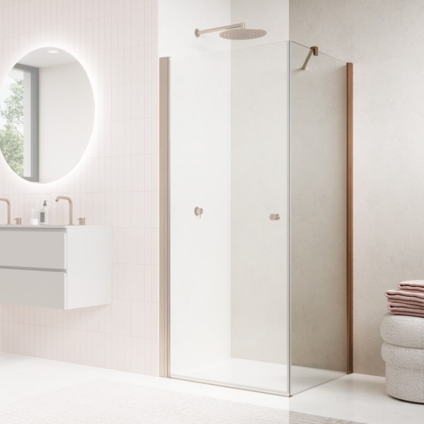 Sanswiss Solino ścianka prysznicowa 70 cm boczna do drzwi miedź szczotkowana SOLT107002707