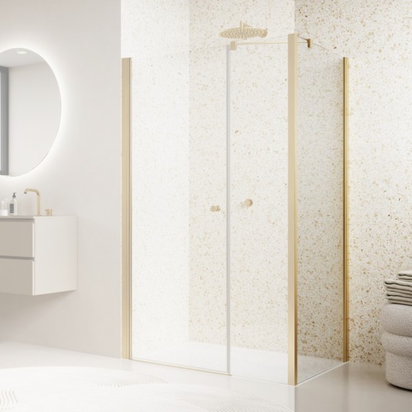 Sanswiss Solino ścianka prysznicowa 70 cm boczna do drzwi złoto szczotkowane SOLT307001307