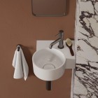 Omnires Ovo M+ umywalka ścienna-nablatowa 33x34 cm prawa biały połysk OVO335UWPBP