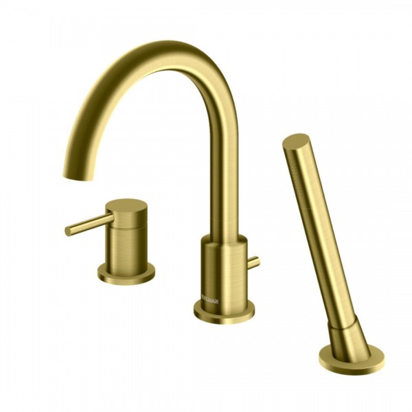 Kohlman Axel Brushed Gold bateria wannowa 3-otworowa złoty szczotkowany QB241AGDB