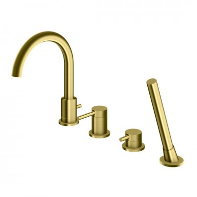 Kohlman Axel Brushed Gold bateria wannowa 4-otworowa złoty szczotkowany QB244AGDB