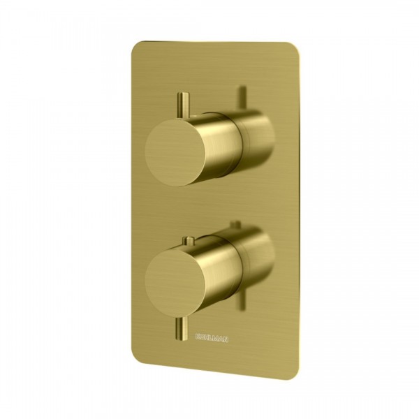 Kohlman Axel Brushed Gold bateria wannowo-prysznicowa termostatyczna podtynkowa 3 wyjścia złoty szczotkowany QW433AGDB