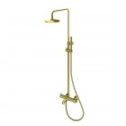 Kohlman Axel Brushed Gold zestaw wannowy ścienny deszczownica 20 cm złoty szczotkowany QW277AGDB