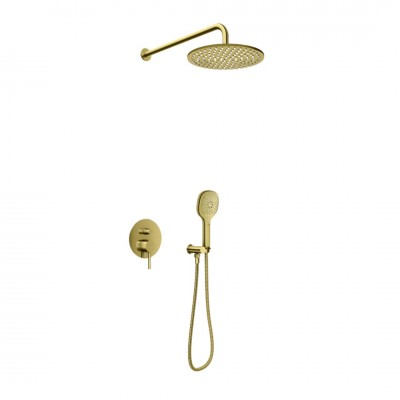 Kohlman Axel Brushed Gold zestaw prysznicowy podtynkowy deszczownica 25 cm złoty szczotkowany QW210AGDBR25