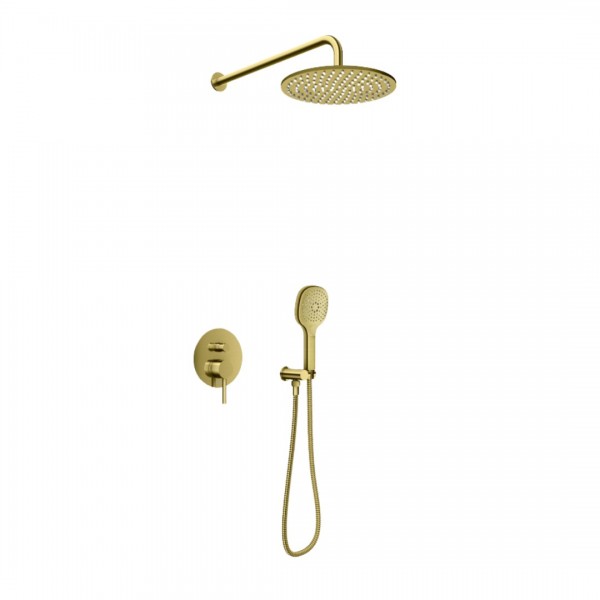 Kohlman Axel Brushed Gold zestaw prysznicowy podtynkowy deszczownica 25 cm złoty szczotkowany QW210AGDBR25