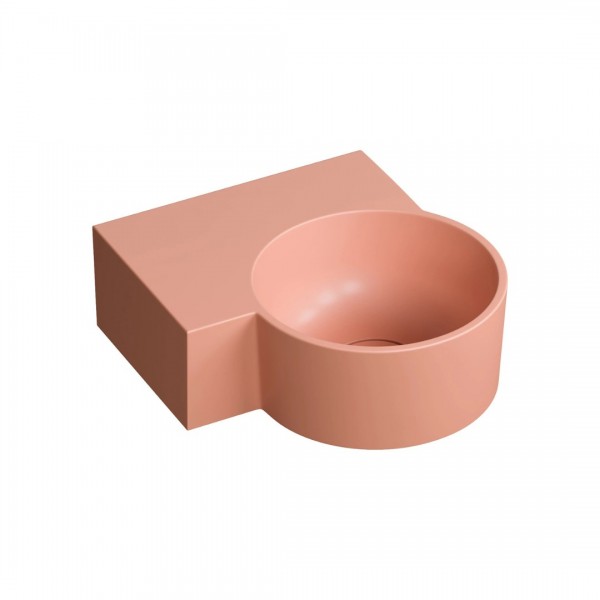 Omnires Ovo M+ umywalka ścienna-nablatowa 33x34 cm lewa różowy mat OVO335UWLCO