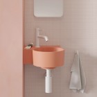 Omnires Ovo M+ umywalka ścienna-nablatowa 33x34 cm lewa różowy mat OVO335UWLCO
