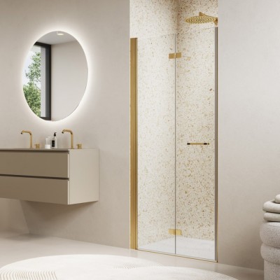 Sanswiss Solino drzwi prysznicowe 80 cm lewe złoto szczotkowane SOLF1G0801307