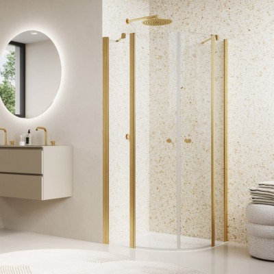 SanSwiss Solino kabina prysznicowa półokrągła 80 cm złoto szczotkowane SOR500801307