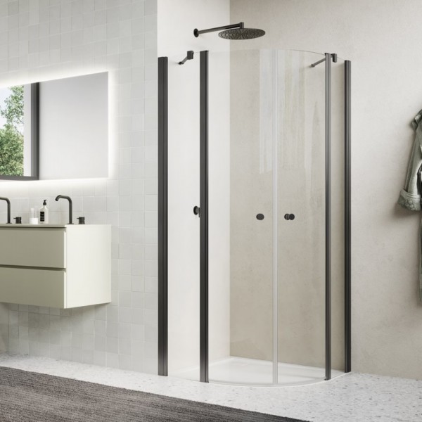 Sanswiss Solino kabina prysznicowa półokrągła 80 cm gunmetal szczotkowany SOR550802607