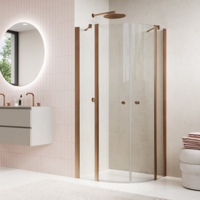 Sanswiss Solino kabina prysznicowa półokrągła 80 cm miedź szczotkowana SOR550802707