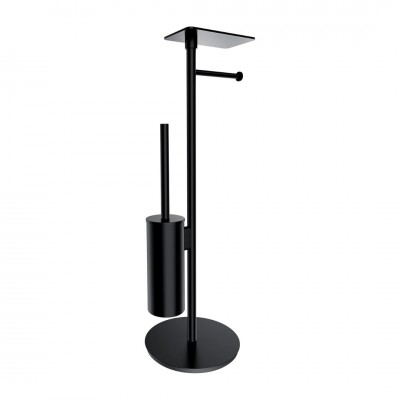 Omnires Modern Project stojak na papier + szczotka WC z półką czarny mat MP60820BL
