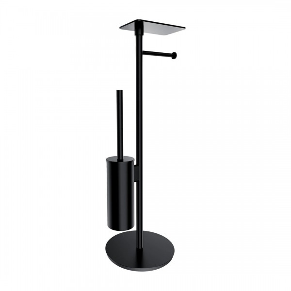 Omnires Modern Project stojak na papier + szczotka WC z półką czarny mat MP60820BL