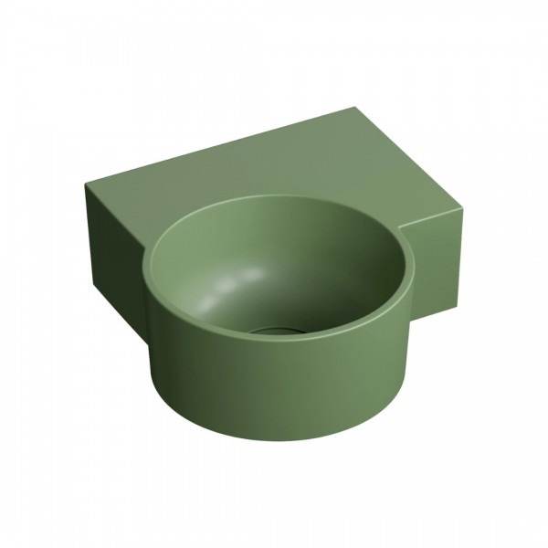 Omnires Ovo M+ umywalka ścienna-nablatowa 33x34 cm prawa zielony mat OVO335UWPOL