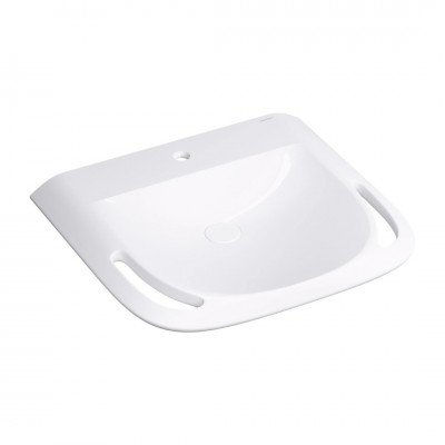 Omnires Hold M+ umywalka 60x55 cm prostokątna dla osób niepełnosprawnych biała HOLDUWBP