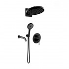 Oltens Rann zestaw wannowo-prysznicowy podtynkowy deszczownica 32 cm czarny mat 36075300