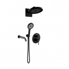 Oltens Rann zestaw wannowo-prysznicowy podtynkowy deszczownica 26 cm czarny mat 36074300