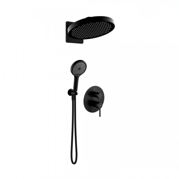 Oltens Rann zestaw prysznicowy podtynkowy deszczownica 32 cm czarny mat 36073300