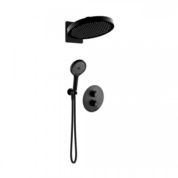 Oltens Katla zestaw prysznicowy podtynkowy termostatyczny deszczownica 32 cm czarny mat 36064300