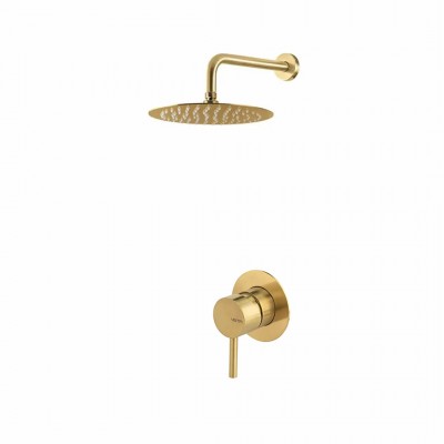 Vema Otago zestaw prysznicowy podtynkowy deszczownica 30 cm złoty szczotkowany 57488