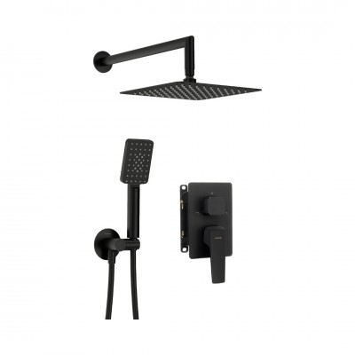 Deante Blur zestaw prysznicowy podtynkowy deszczownica 25 cm czarny mat BXYZNQLM