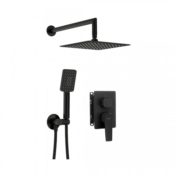 Deante Blur zestaw prysznicowy podtynkowy deszczownica 25 cm czarny mat BXYZNQLM