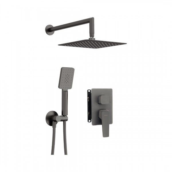 Deante Blur zestaw prysznicowy podtynkowy deszczownica 25 cm titanium BXYZDQLM
