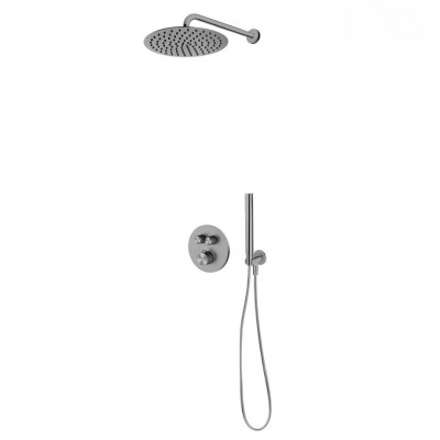 Oltens Onega zestaw prysznicowy termostatyczny podtynkowy deszczownica 30 cm grafit 36617400